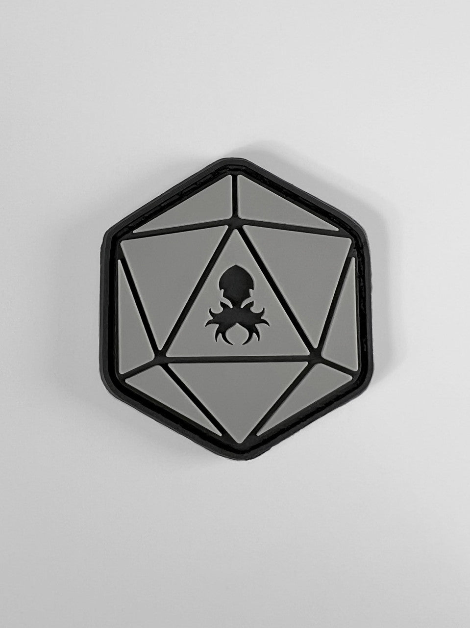 Grey D20 PVC Patch w/Velcro Backing